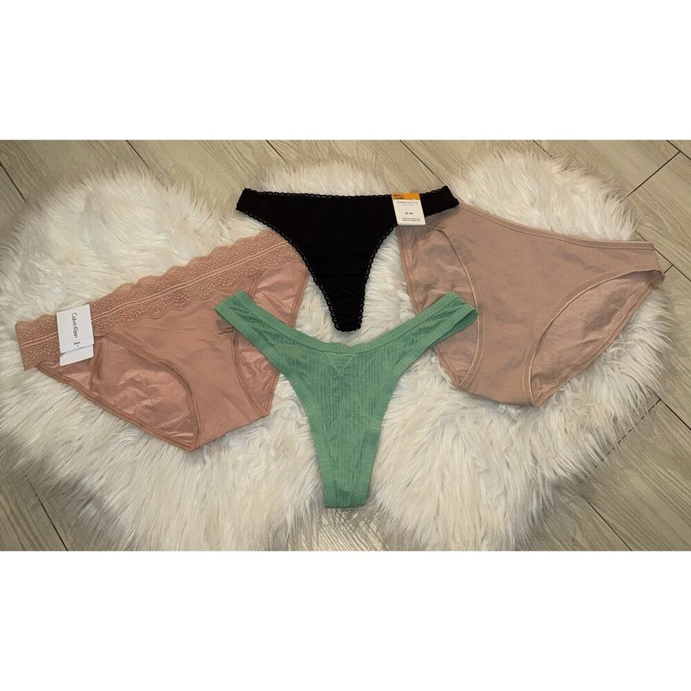 4 Pairs Thongs Bikinis Mixed Panty Set Lace Cotton Nylon Womens S Small